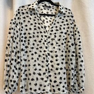 Zara pullover button down Sheer Shirt size Medium